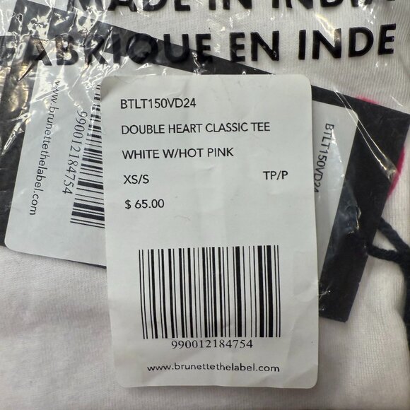 Brunette the Label Double Heart Tee in Hot Pink - Picture 4 of 4